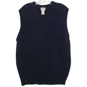 LL Bean Men's Cotton V-Neck Vest Blue Size L-Tall